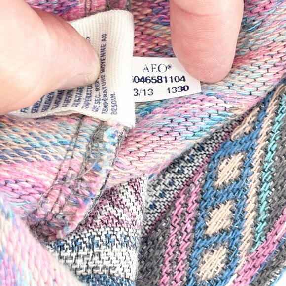 American Eagle Outfitters 4 Multicolor Aztec Print Mini Skirt Back Zipper Boho - Picture 12 of 12